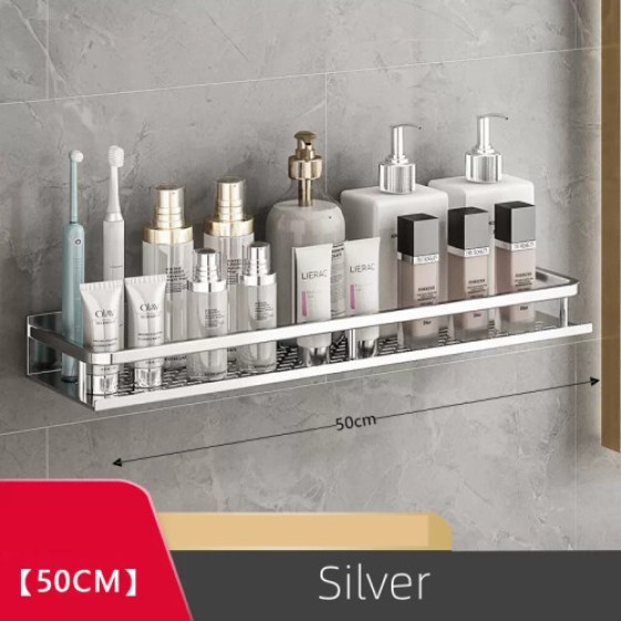 (50 cm) Bathroom accessory shelf, 30-50 cm, shower storage rack, made of aluminum